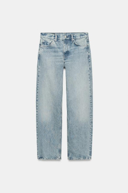 ZARA ДЖИНСЫ ZW COLLECTION ПРЯМОГО КРОЯ СО СРЕДНЕЙ ПОСАДКОЙ, ГОЛУБОЙ