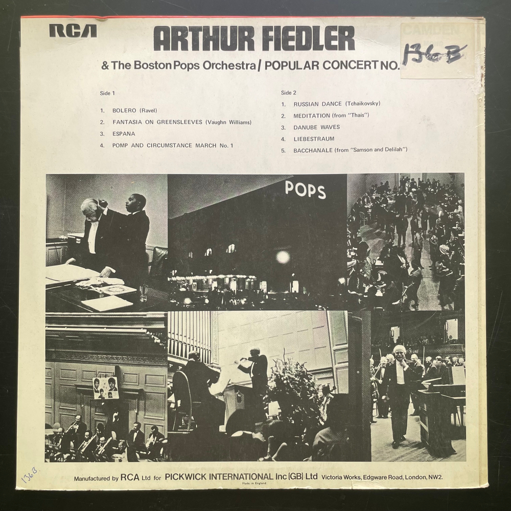Arthur Fiedler And The Boston Pops Orchestra ‎– Popular Concert No. 2 (Англия 1969г.)