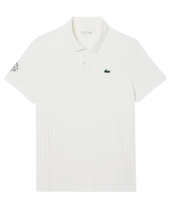 Мужское теннисное поло Lacoste Ultra Dry Badge Accent Tennis Heritage - белый