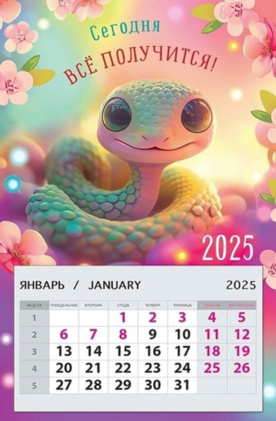 Календарь на магните 95х145 "Сегодня все получится! 2025" (АртДизайн)