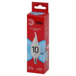 Лампа светодиодная ЭРА RED LINE LED BXS-10W-840-E14 R 10Вт свеча на ветру нейтральный белый свет Е14 | Лампы cветодиодные Свеча (B/C)