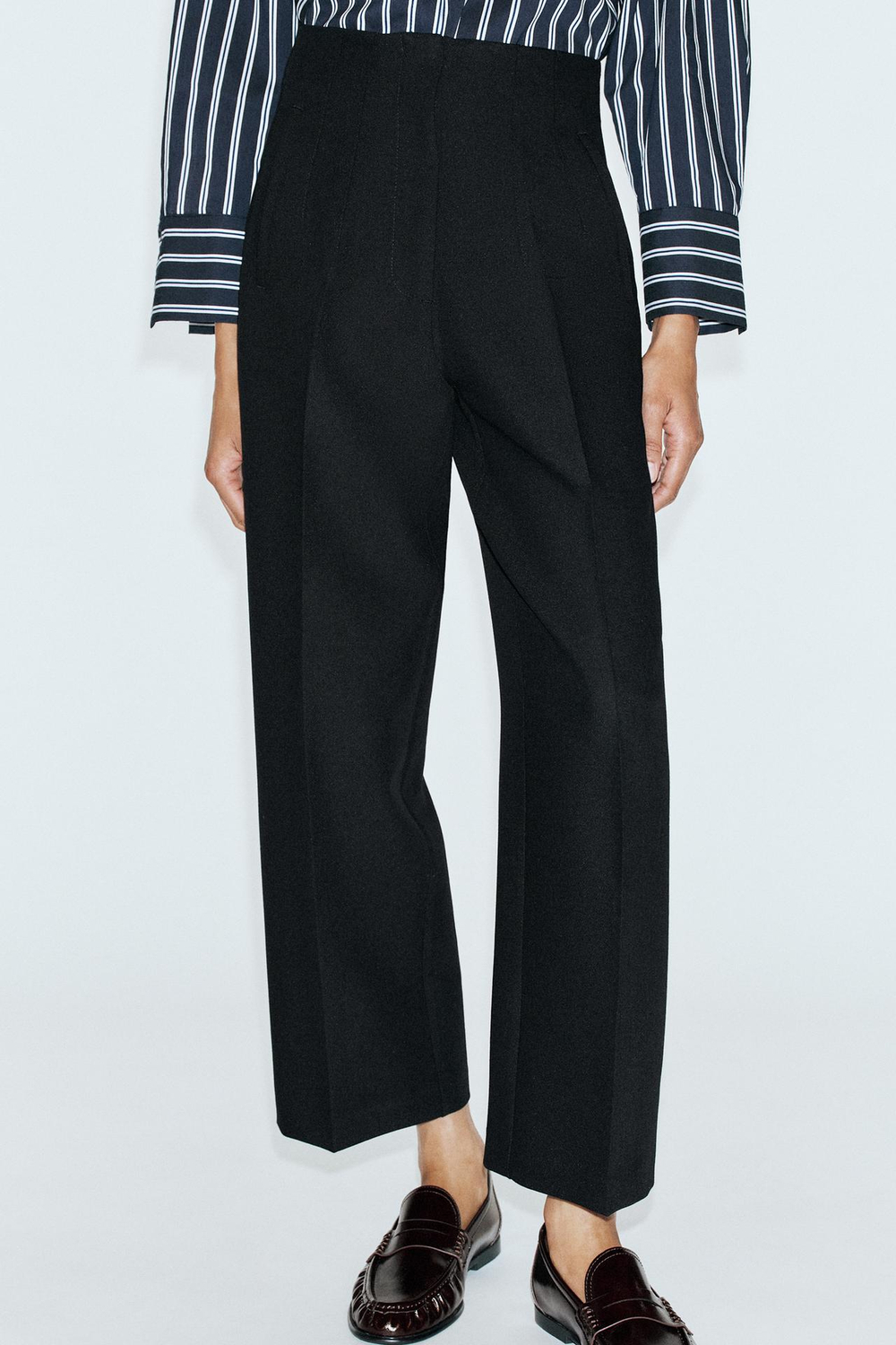 ZARA БРЮКИ BARREL С ВЫСОКОЙ ПОСАДКОЙ, ЧЕРНЫЙ