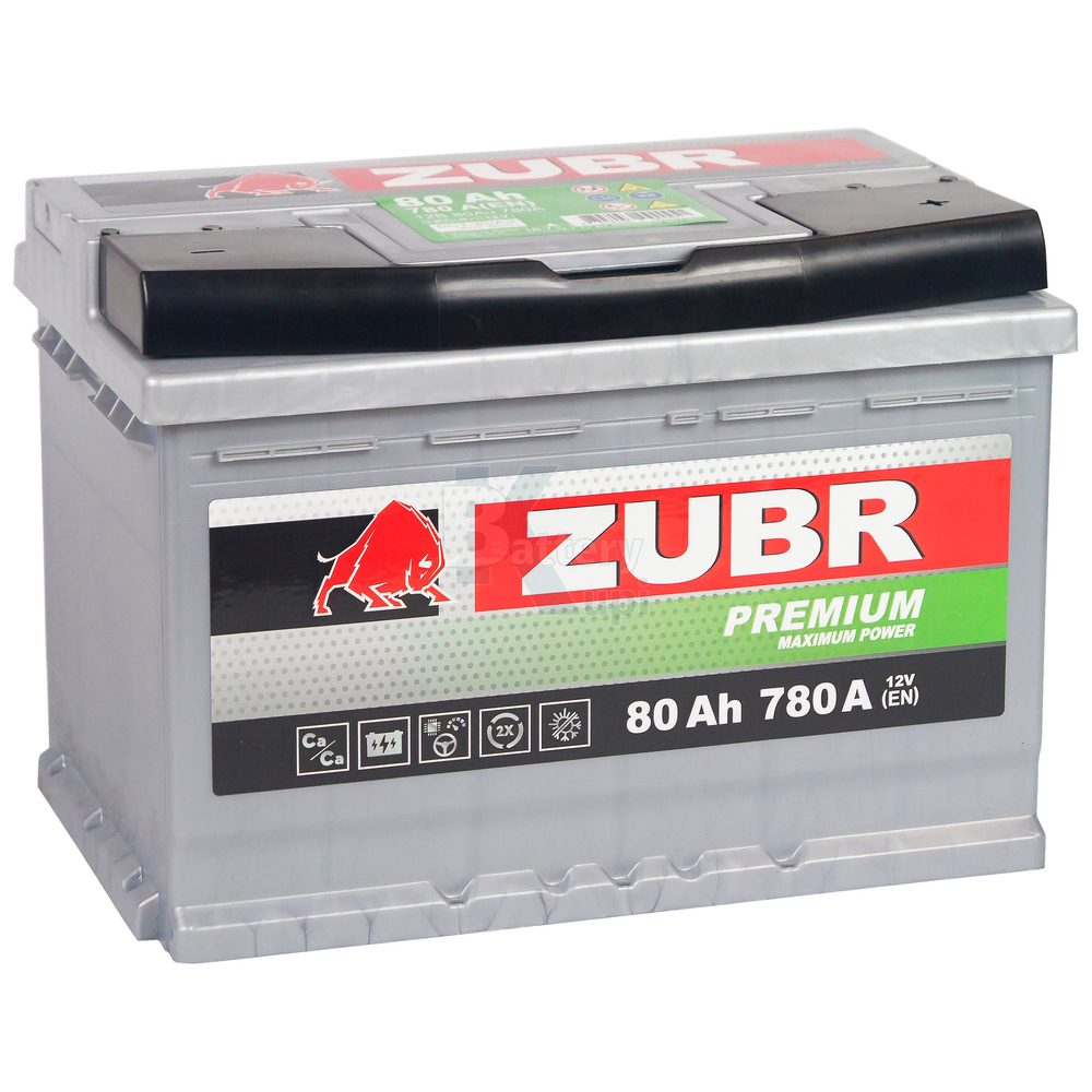 Аккумулятор ZUBR Premium (80Ah, 780A, R+) ZP800