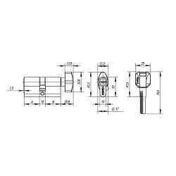 Цилиндровый механизм с вертушкой PUNTO Z402/70 mm (30+10+30) CP хром 5кл. /35267/