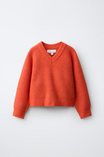 ZARA ОДНОТОННЫЙ ТРИКОТАЖНЫЙ СВИТЕР, ОРАНЖЕВЫЙ