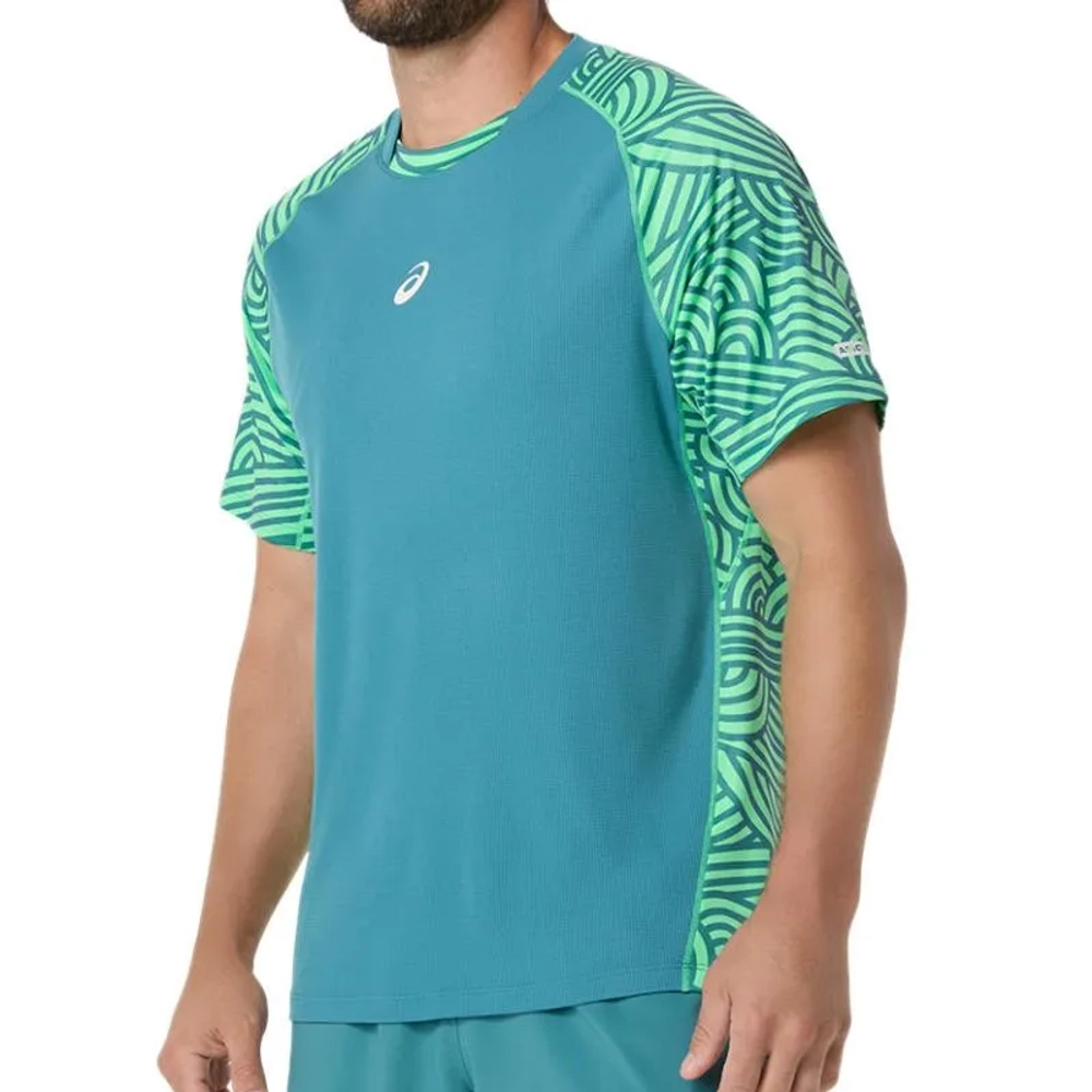 Мужская теннисная футболка Asics Padel Court All Over - misty pine/vital green
