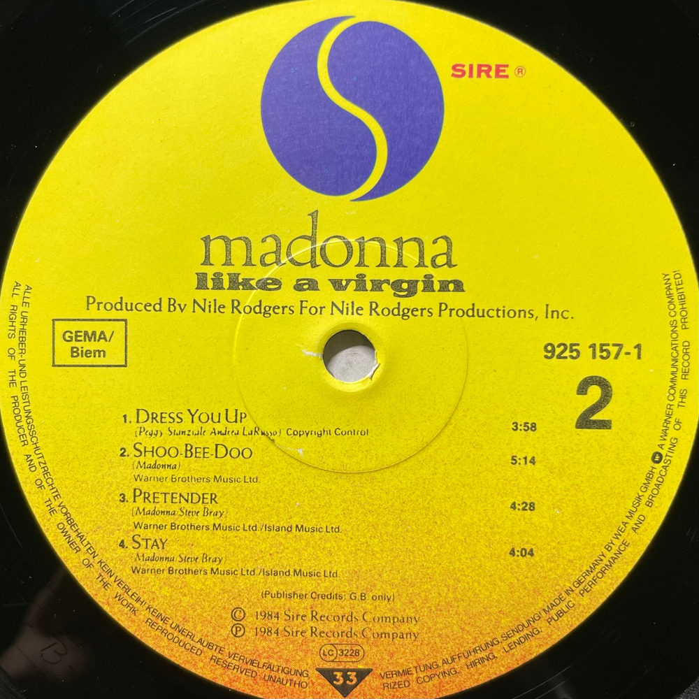 Madonna ‎– Like A Virgin (Германия 1984г.)