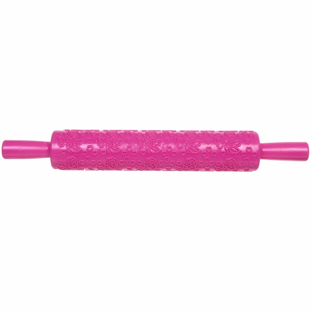 Скалка пластмассовая фигурная «Розочки-сердечки» 37*5см