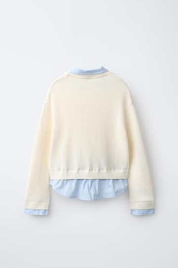 ZARA ДЖЕМПЕР СО СЪЕМНЫМ ВОРОТНИКОМ, ЭКРЮ
