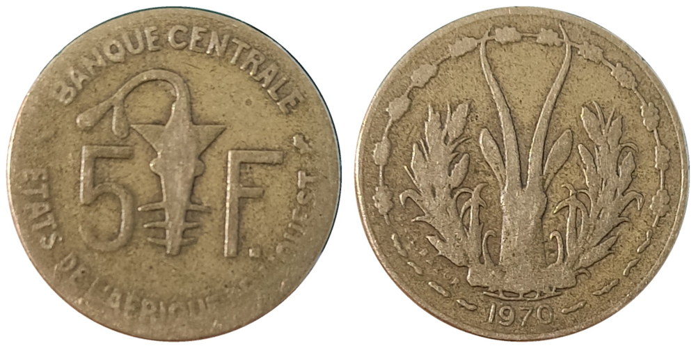 Западная Африка (BCEAO) 5 франков, 1970 Газель VF
