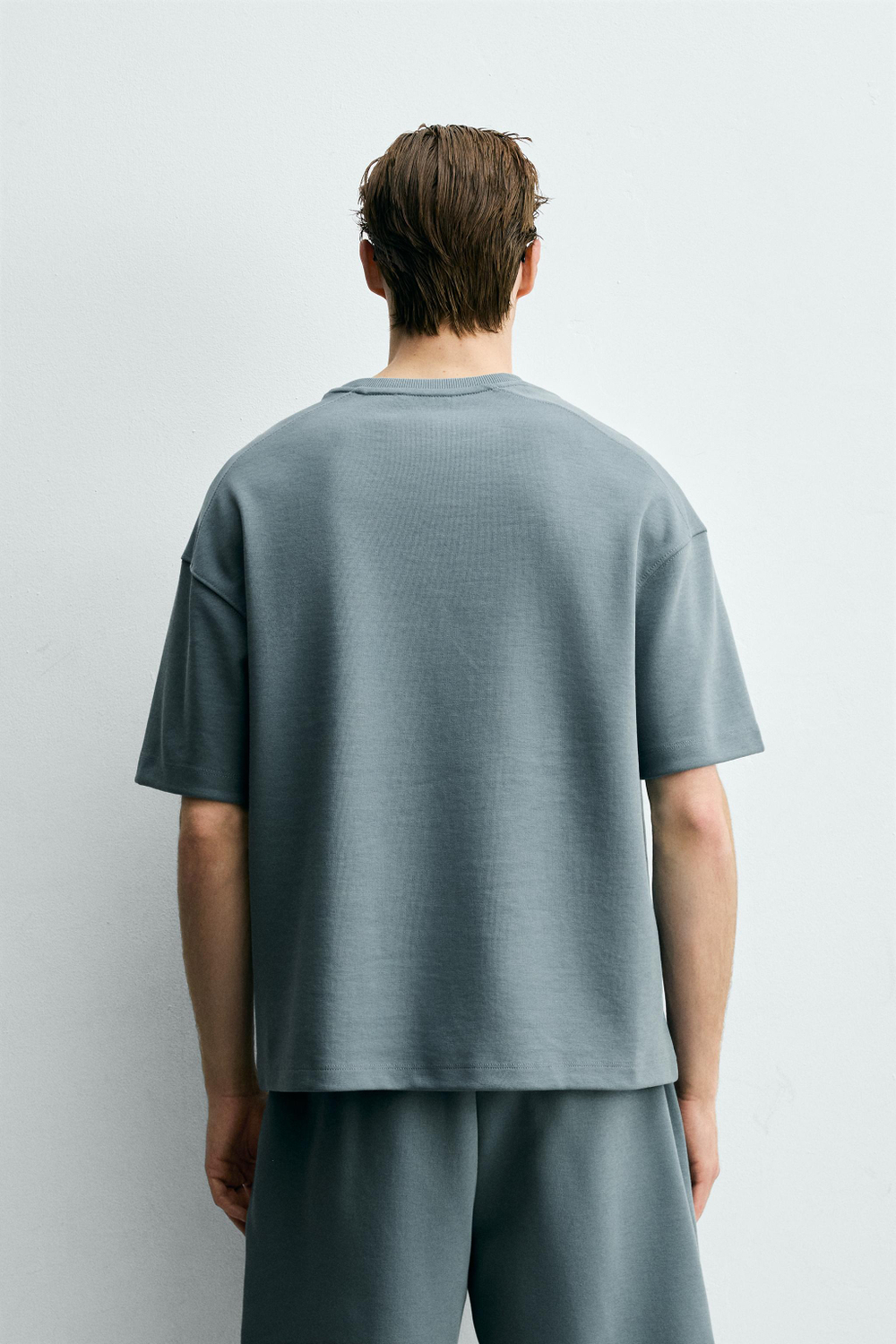 ZARA ТОЛСТОВКА RELAXED FIT ИЗ ИНТЕРЛОКА, УТИНО-СИНИЙ