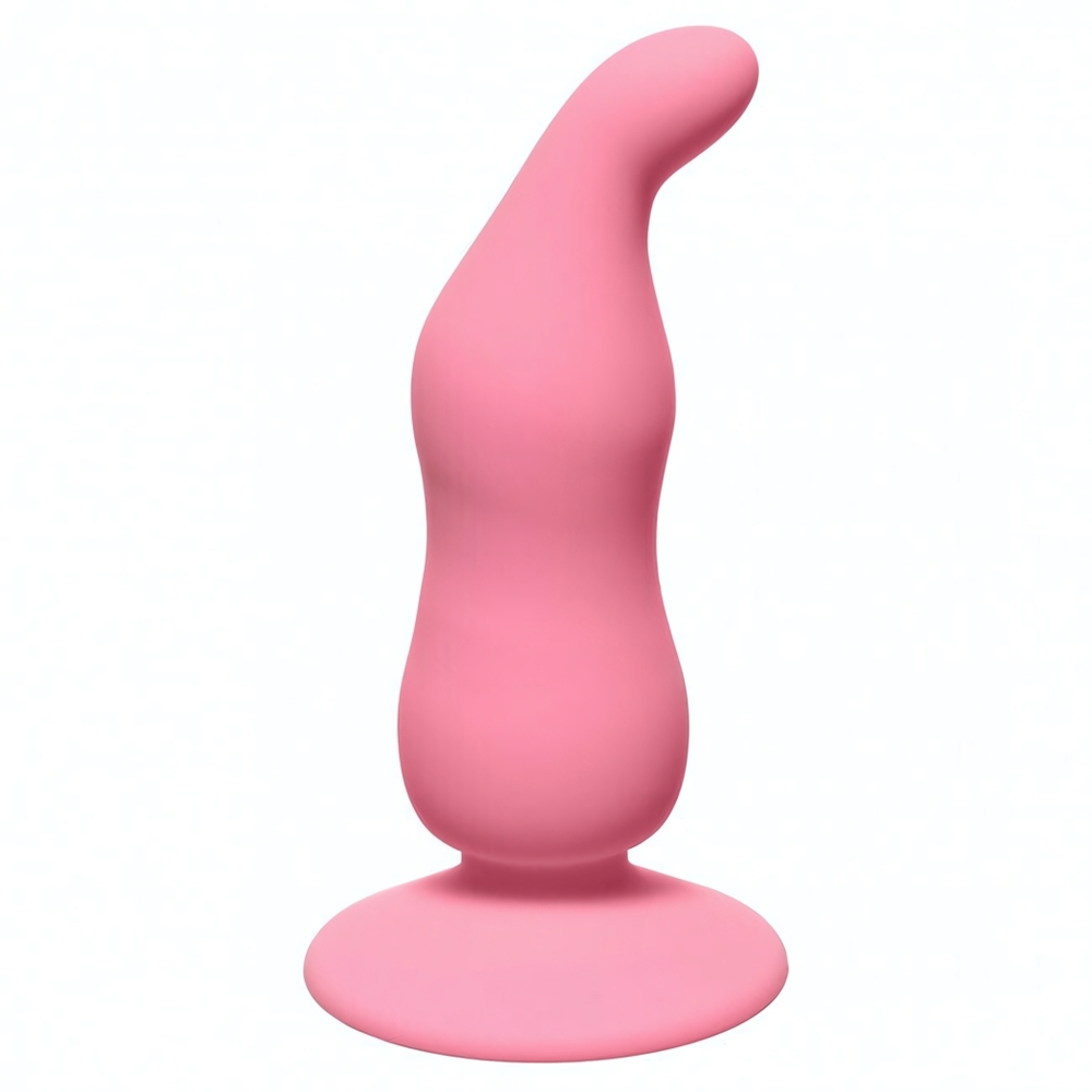 Изогнутый анальный стимулятор на присоске Waved Anal Plug (10 см , нежно-розовый ) (Цвет: нежно-розовый)