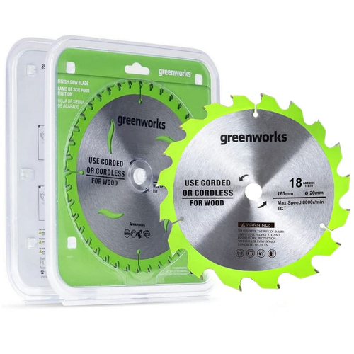 Диск пильный по дереву для циркулярной пилы Greenworks, Арт. 2955807, 165x1.6x20 мм, 18T