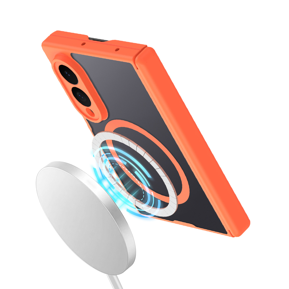 Чехол усиленный с оранжевыми рамками и с MagSafe для Samsung Galaxy Z Fold 8, серия Expn Series Magnetic от Dux Ducis