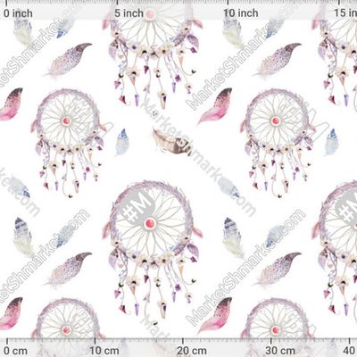 Акварель Ловец Снов на Белом Watercolor Dream Catcher White by JuliaPop 219 DPI
