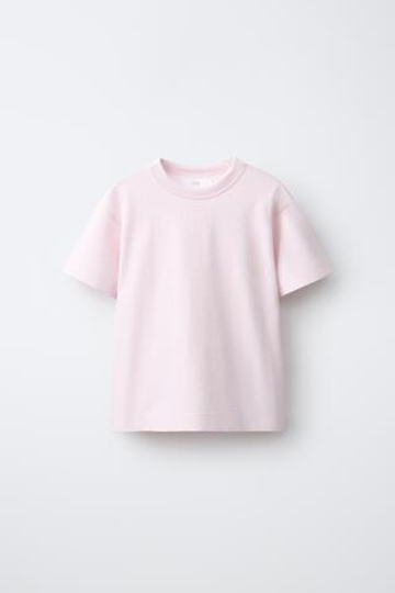ZARA ОДНОТОННАЯ ФУТБОЛКА HEAVY JERSEY, РОЗОВЫЙ