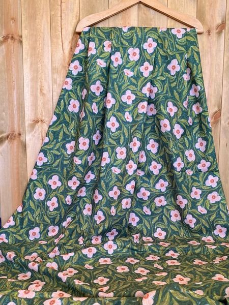 МАЛЬВА НА ЗЕЛЕНОМ, отрез 95 см, 100% хлопок, Handmade Fabrics 5