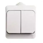Electric Белый Выключатель 2-клавишный IP44 открытая установка