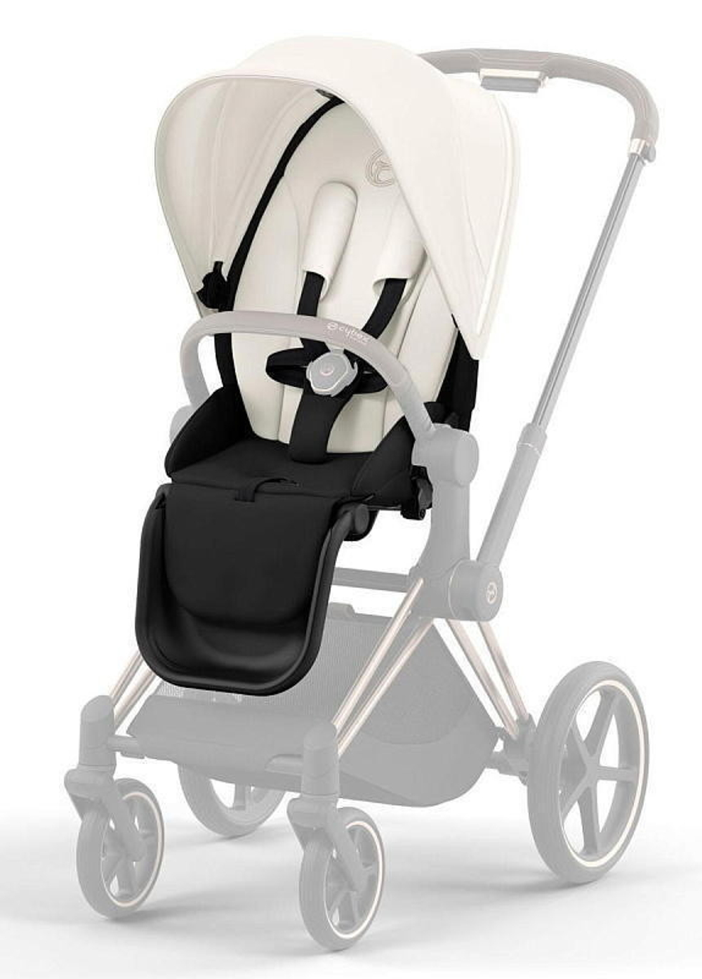 Коляска Cybex Priam IV Rosegold complete Aton B2 Bay Blue Base One 4 в 1 Off White
