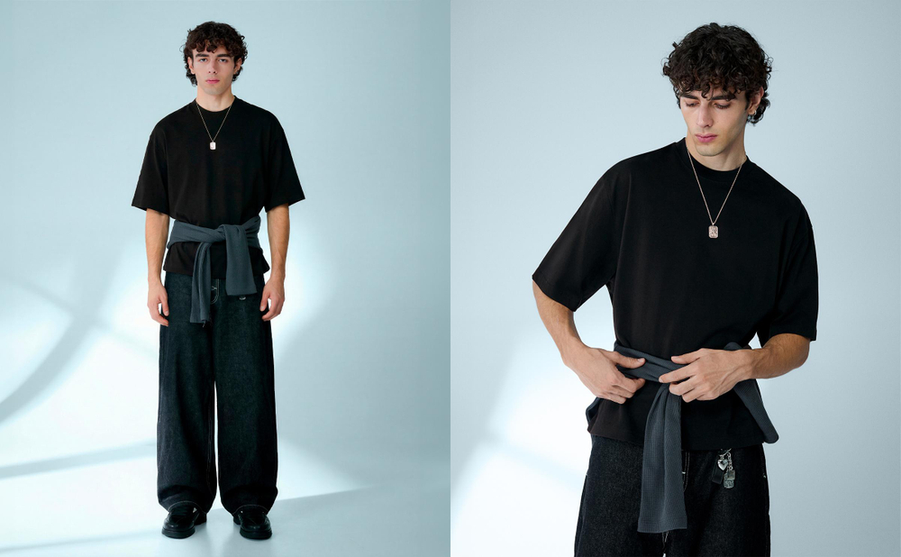 Мужская плотная футболка boxy fit - BERSHKA