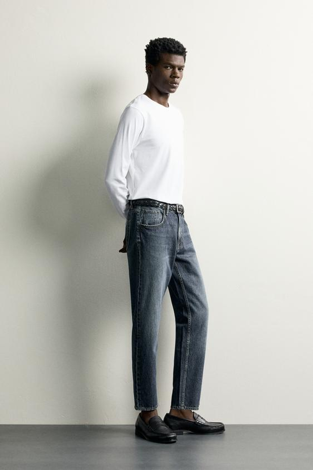 ZARA УКОРОЧЕННЫЕ ДЖИНСЫ SLIM FIT, МОРСКОЙ СИНИЙ