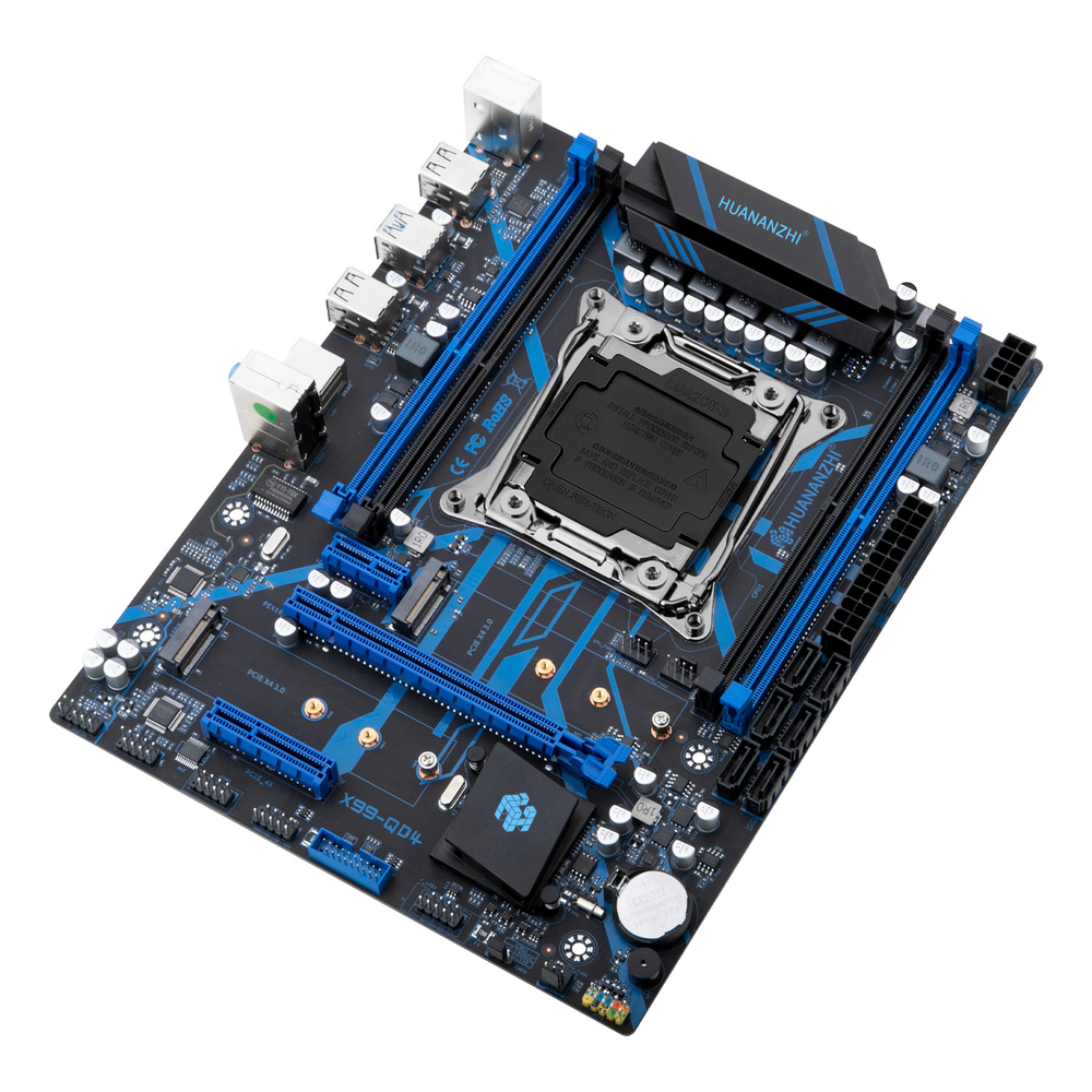 Материнская плата с процессором HUANANZHI X99-QD4 3.0, Socket2011-3, Xeon E5-2670v3, mATX, Retail, Socket2011-3, 4xDDR4, PCIe3.0, 2xM.2, GLAN, 2xPS/2, 8xUSB2, 4xUSB3, CPU TDP 120Вт (HNZ-X99QD4-3.0-2670V3)