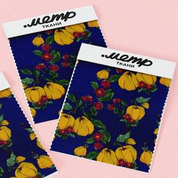 Ткань шелк Армани айва спелая с листьями