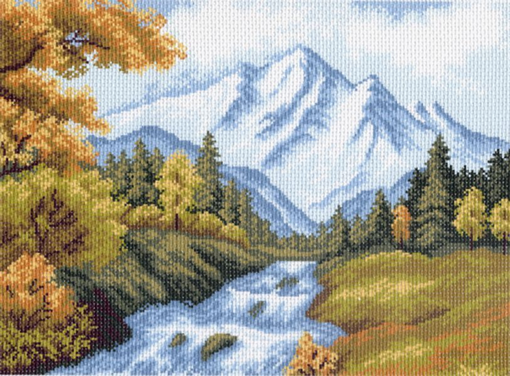 "Горная река"-0599 канва с рисунком