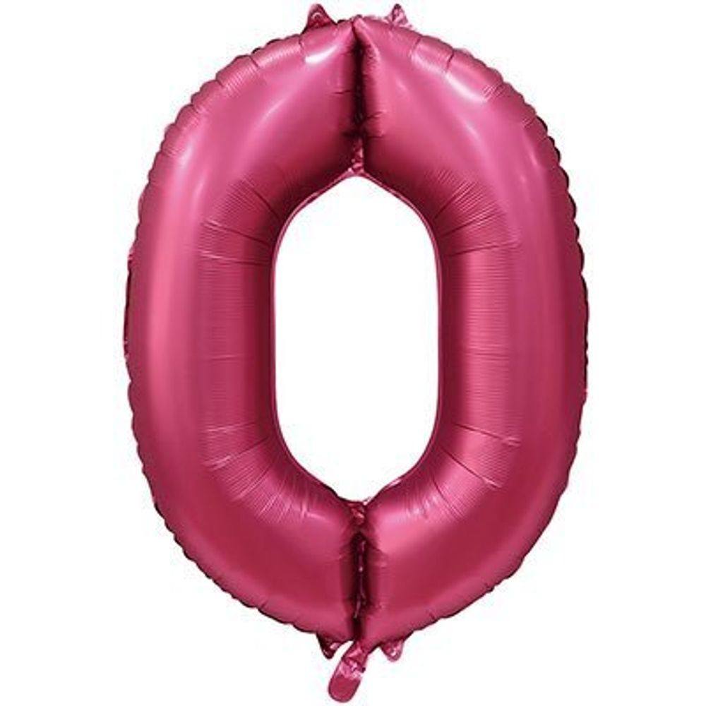 Шар фольгированный ЦИФРА "0" 40" Сатин Pomegranate с гелием