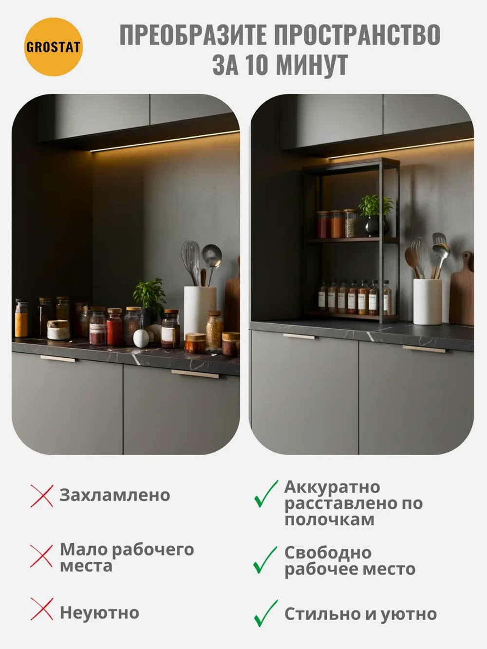 Полка настенная лофт навесная для кухни и комнаты Kolumn
