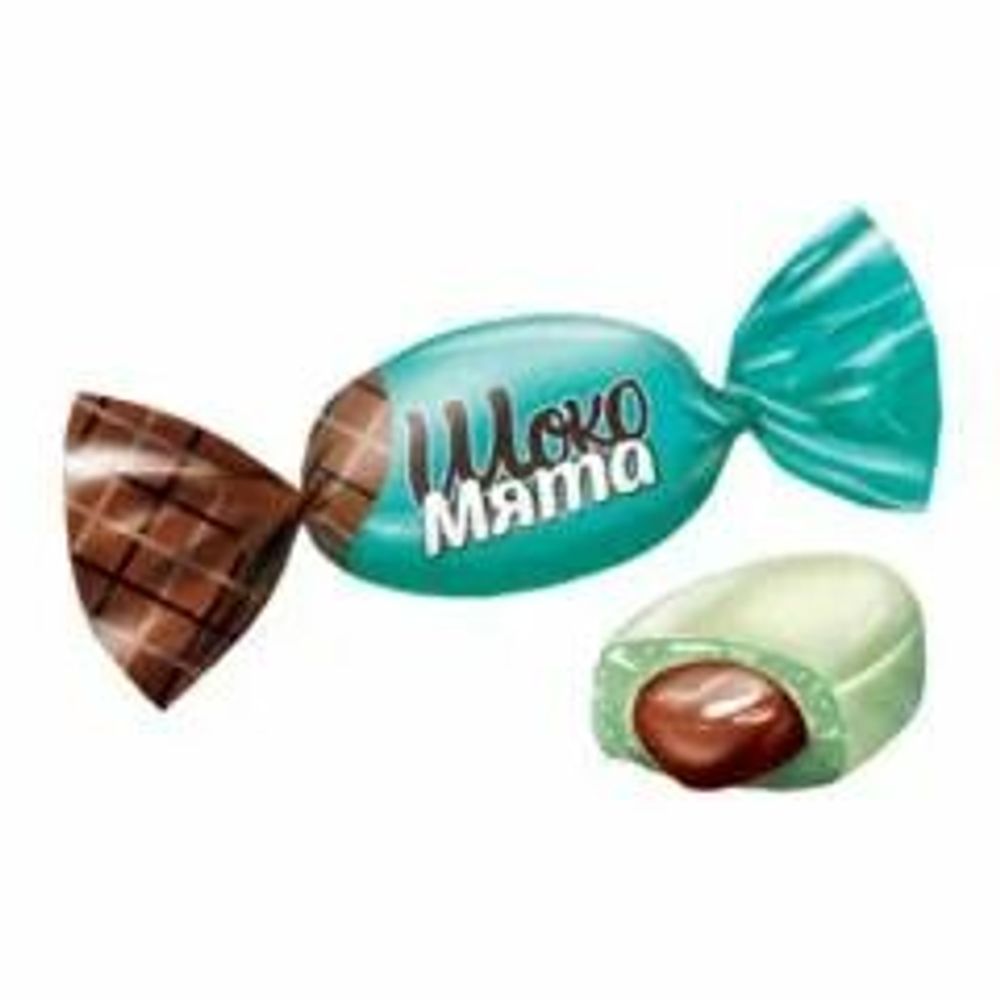 Леденцы Choco mint с мятным вкусом и шок начинкой (1кг в уп) вес