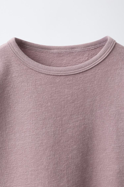 ZARA ОДНОТОННАЯ ФУТБОЛКА, РОЗОВЫЙ/ЛИЛОВЫЙ