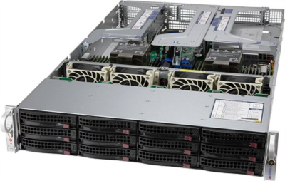 Сервер Supermicro Hyper A+ Server 2U 2125HS-TNR noCPU(2)9004 EPYC/TDP 290W/no DIMM(24)/24 NVME(SATA/SAS optional)/2-port 10GBase-T/2x1600W(2