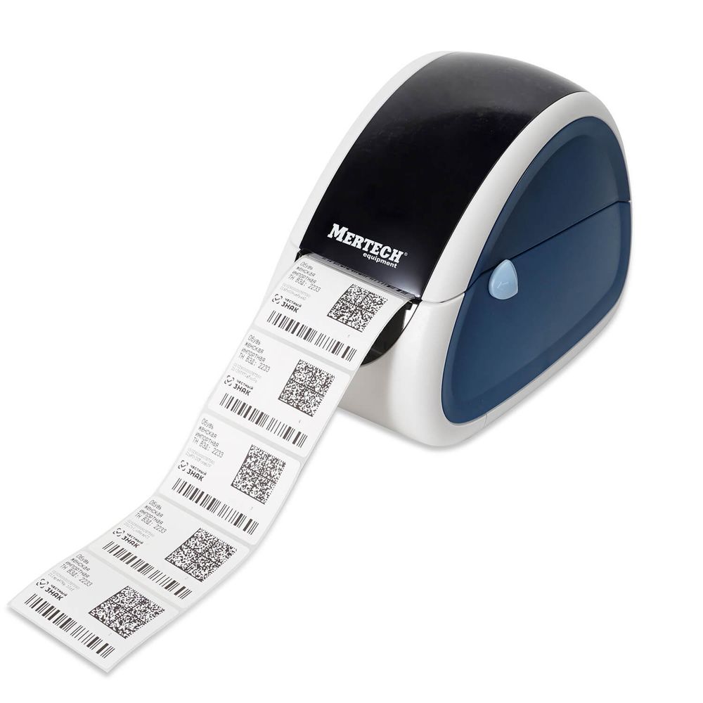 Термопринтер самоклеящихся этикеток MERTECH LP58 EVA RS232-USB White & blue