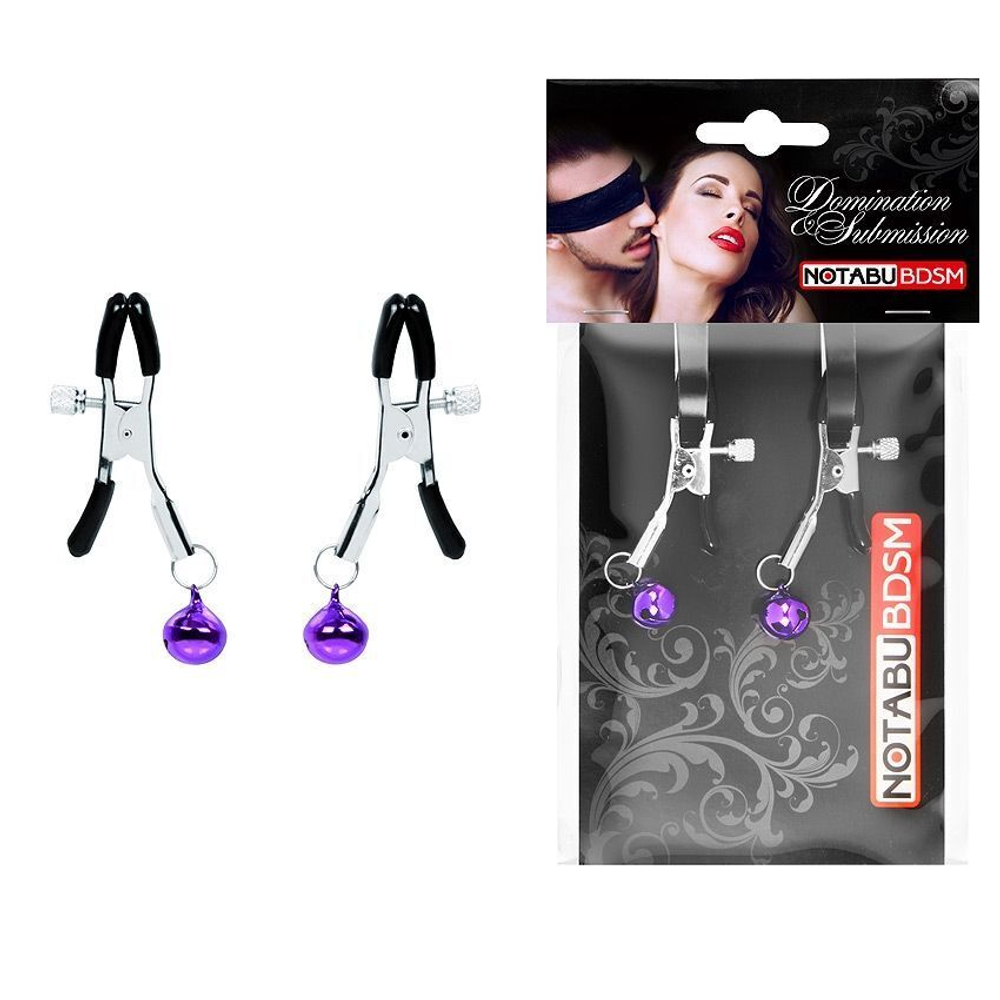 Оригинальные зажимы на соски с фиолетовыми шариками (Цвет: фиолетовый)