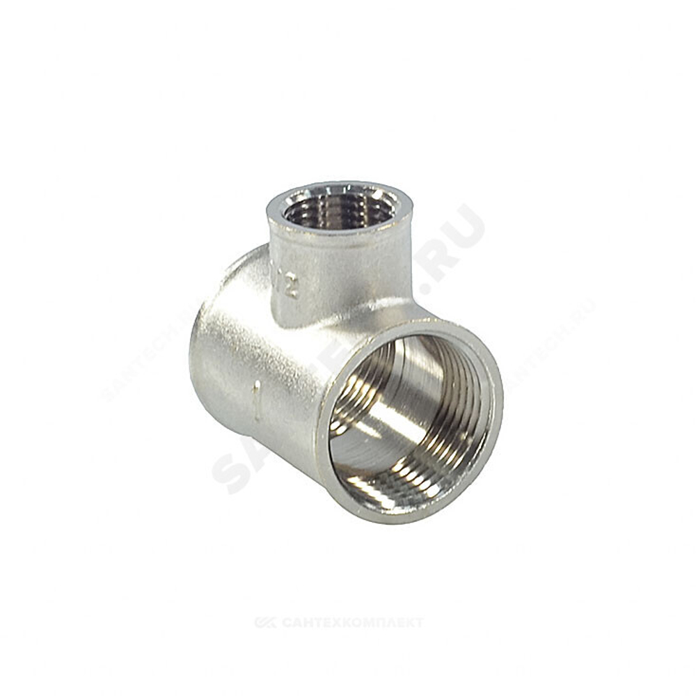 Тройник латунь никель переходной Ду 25х15х25 (1"х1/2"х1") ВР/ВР SantechSystems