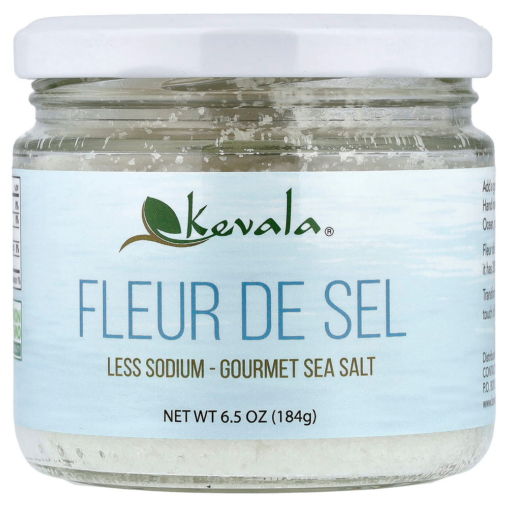 Kevala, Fleur De Sel, морская соль для гурманов, с низким содержанием натрия, 184 г (6,5 унции)