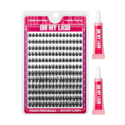 Набор черных накладных ресниц "Doll fix" c клеем OH! MY LASH