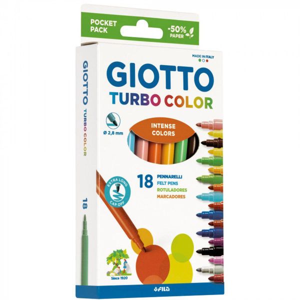 Фломастеры TURBO COLOR 18 цв, F73400, Giotto F73400