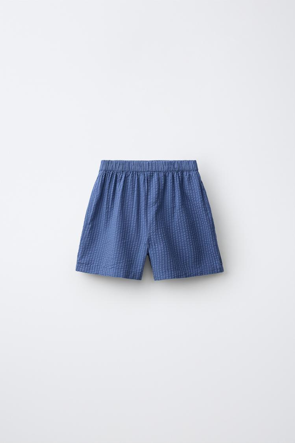 ZARA ПИЖАМА-РУБАШКА ИЗ СИРСАКЕРА С МОДАЛОМ, СИНИЙ