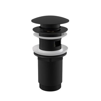 Водослив для умывальника 5/4", механизм click/clack, с большой заглушкой, черный