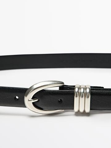Massimo Dutti Ремень из кожи наппа с металлическими деталями, черный
