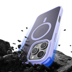 Прозрачный матовый чехол с рамками фиолетового цвета (Light Purple) и с MagSafe от Dux Ducis для iPhone 16 Pro Max, серия Yind Series Case