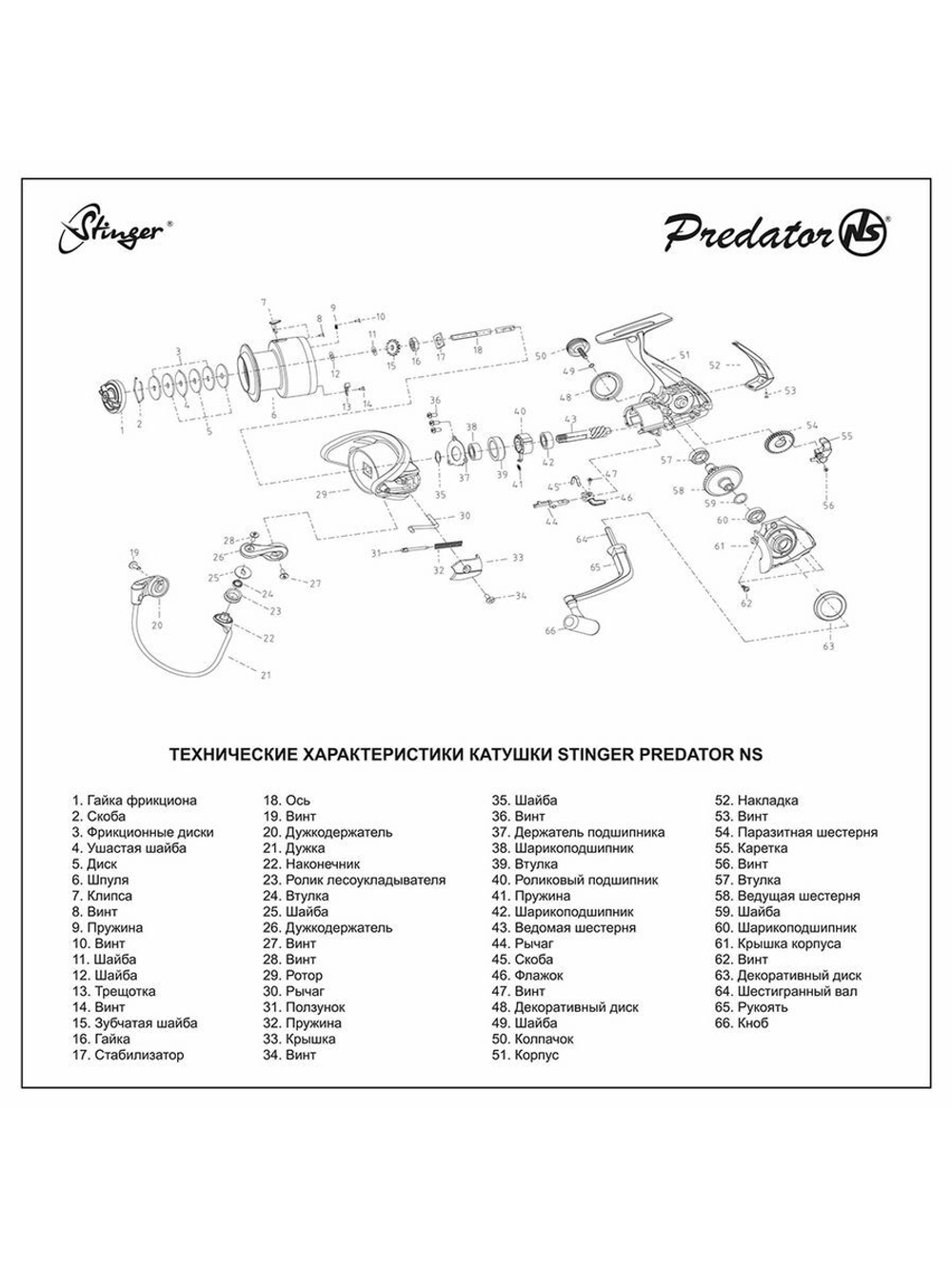 Катушка рыболовная безынерционная Predator NS 2000