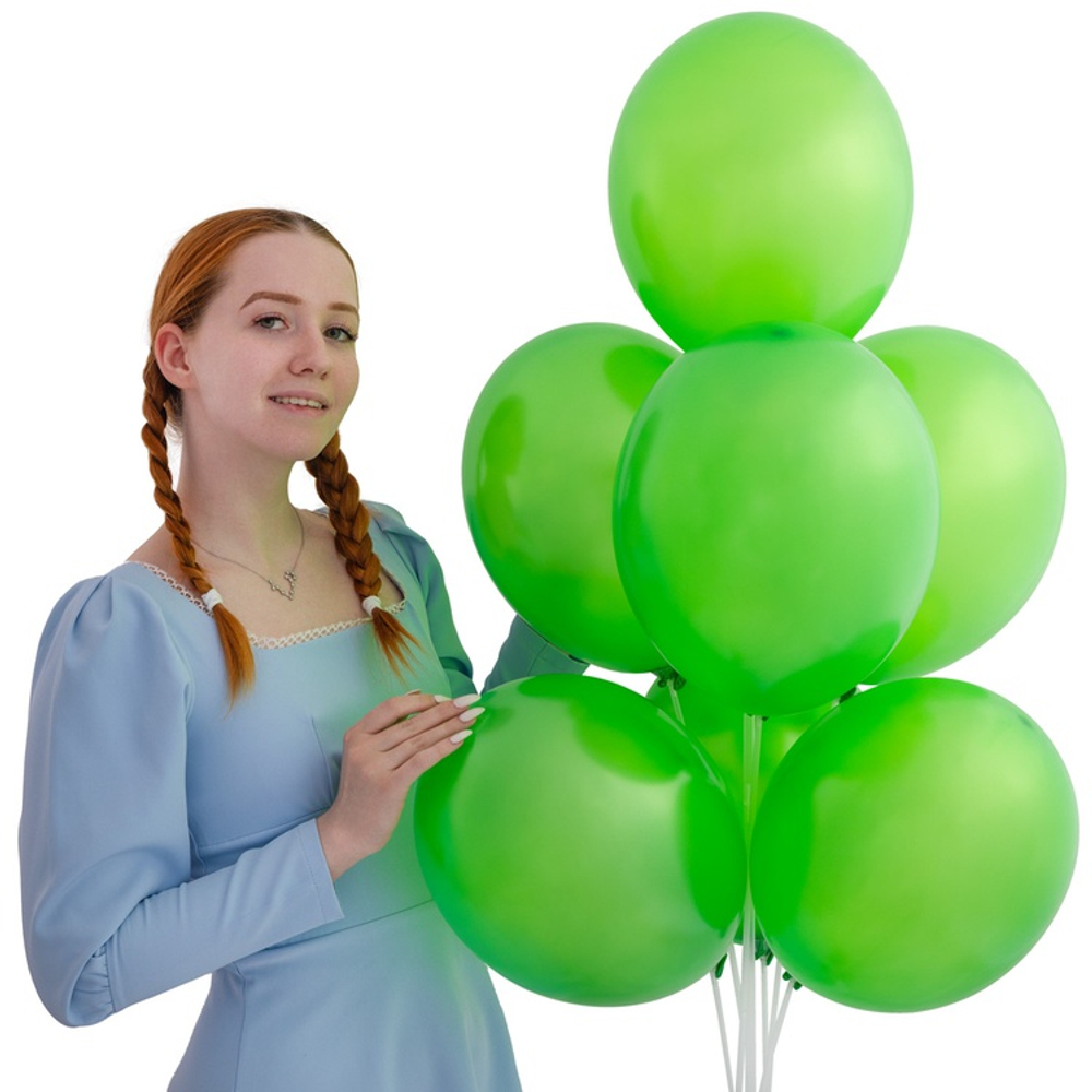 Зеленые воздушные шары металлик Экстра Lime Green