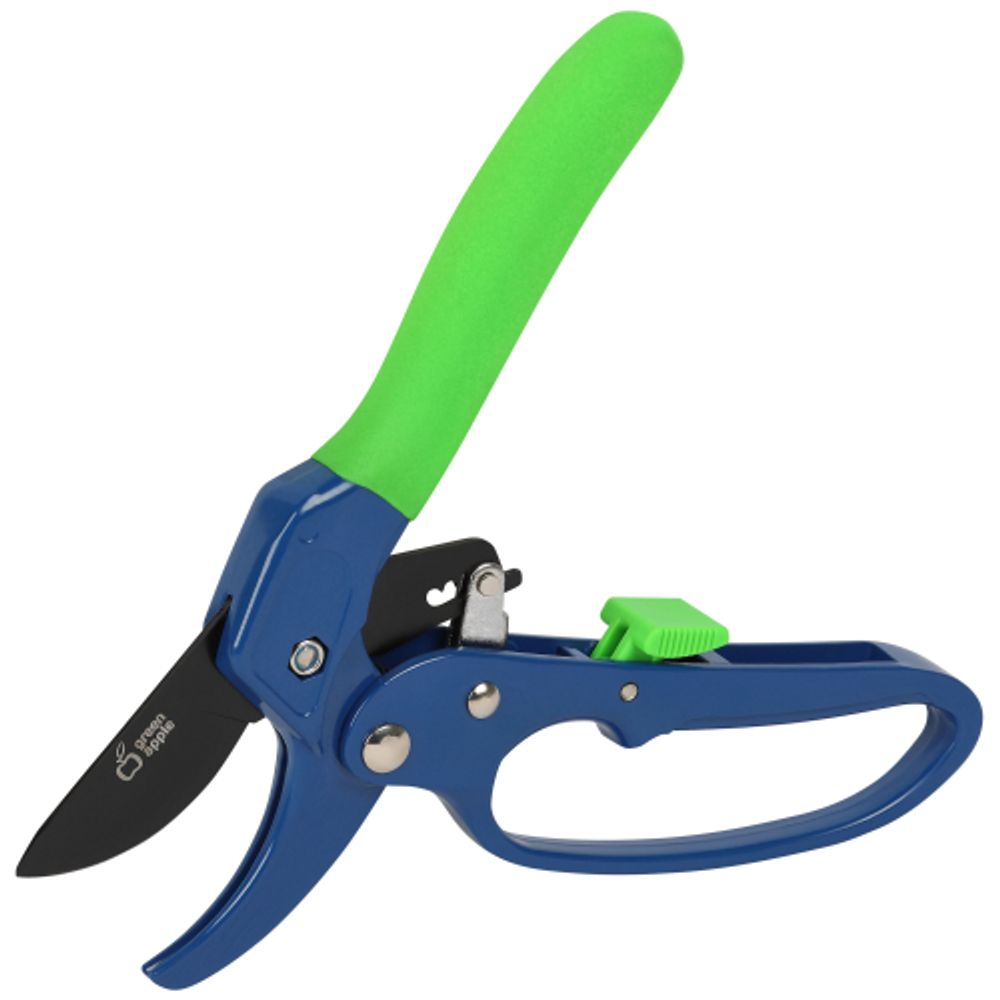 Секатор GREEN APPLE GA-PR25 усиленный контактный c храповым механизмом | GREEN APPLE