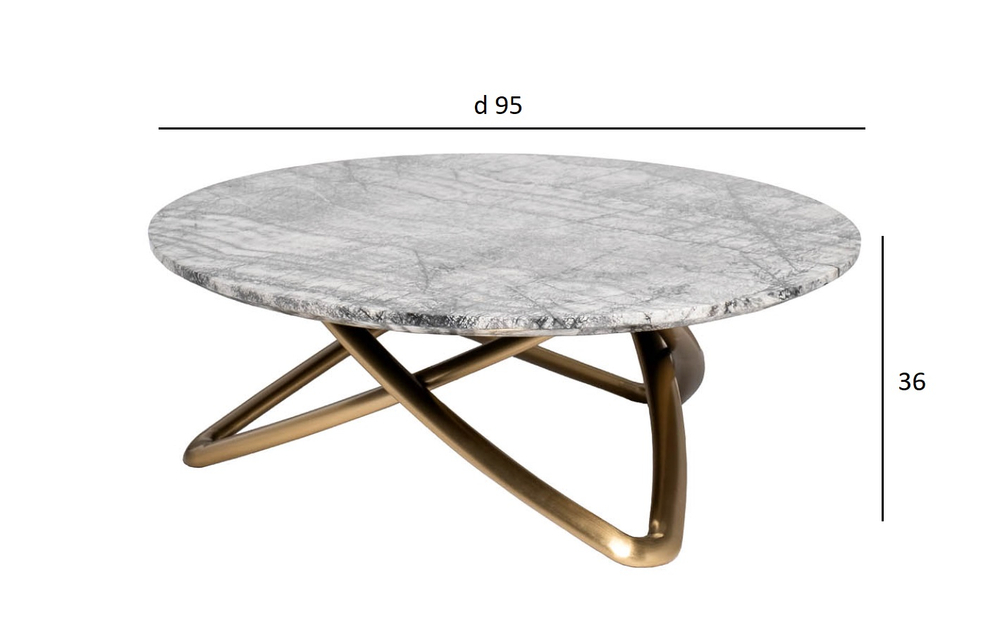 Стол журнальный Garda Decor натур. серый мрамор d95*36 см