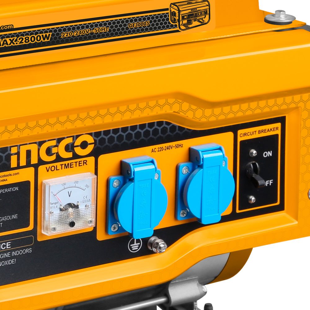 Бензиновый генератор 220В 2,5х2,8 кВт INGCO GE30005