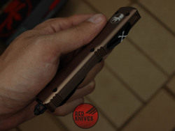 Нож Microtech Ultratech Helhound H/E - коричневая рукоять, черный клинок RK-369