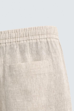 ZARA БРЮКИ RELAXED FIT ИЗ 100% ЛЬНА, СВЕТЛО-БЕЖЕВЫЙ